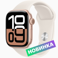 Apple Умные часы Watch Series 10, 42 мм, Rose Gold, Sport Band, Starlight S/M