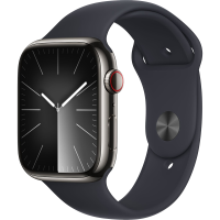 Apple Умные часы Watch Series 9, 41 мм, Midnight Sport Band, Graphite Stainless Steel, size M/L (MRM43)