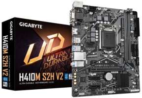 GIGABYTE Материнская плата mATX H410M S2H V2 2.1 (LGA1200, Q470E, 2*DDR4 (3200), 4*SATA 6G RAID, M.2, 3*PCIe, HDMI, DVI-D, 2*USB 3.2, 4*USB 2.0) RTL