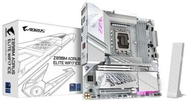 GIGABYTE Материнская плата mATX Z890M AORUS ELITE WIFI7 ICE (LGA1700, Z890, 4*DDR5 (5600), 4*SATA 6G RAID, 3*M.2, WiFi, BT, 5*USB 3.2, 4*USB 2.0, USB