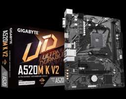 Материнская плата mATX GIGABYTE A520M K V2 (AM4, AMD A520, 2*DDR4 (5100), 4*SATA 6G RAID, M.2, 2*PCIE, Glan, HDMI, D-Sub, 4*USB 3.2, 2*USB 2.0)