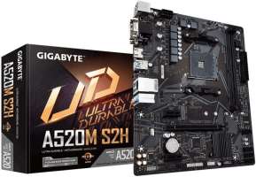 Материнская плата mATX GIGABYTE A520M S2H (AM4, AMD A520, 2*DDR4(5000), 4*SATA 6G RAID, M.2, 3*PCIE, 7.1CH, Glan, 6*USB 3.2 ,D-Sub/DVI-D/HDMI) RTL