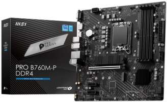 Материнская плата mATX MSI PRO B760M-P DDR4 (LGA1700, B760, 4*DDR4 (3200), 4*SATA 6G RAID, 2*M.2, 3*PCIe 4.0, Glan, HDMI, VGA, DP, 4*USB 3.2, 8*USB 2.