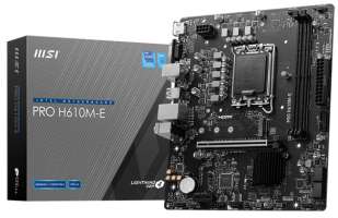 Материнская плата mATX MSI PRO H610M-E (LGA1700, H610, 2*DDR5 (5600), 4*SATA 6G, M.2, 2*PCIE, Glan, VGA, HDMI, 2*USB 3.2, 4*USB 2.0)