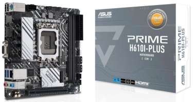 Материнская плата mini-ITX ASUS PRIME H610I-PLUS-CSM (LGA1700, H610, 2*DDR5 (5600), 4*SATA 6G, M.2, PCIE, Glan, VGA, HDMI, DP, 2*USB 3.2, 2*USB 2.0)