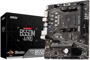 Материнская плата MSI B550M-A PRO (AM4, AMD B550, 2*DDR4(4600), 4*SATA 6G RAID, M.2, 2*PCIE, Glan, 7.1CH, HDMI, DVI-D, 5*USB 3.2, 4*USB 2.0) RTL