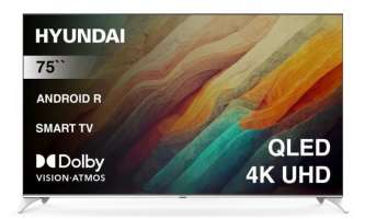 Телевизор Hyundai H-LED75QBU7500 QLED 75" Frameless черный/серебристый 4K Ultra HD 60Hz DVB-T DVB-T2 DVB-C DVB-S DVB-S2 USB WiFi Smart TV Android TV